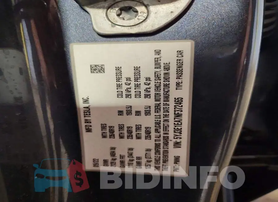 5YJ3E1EA7NF372465 Photo# 12