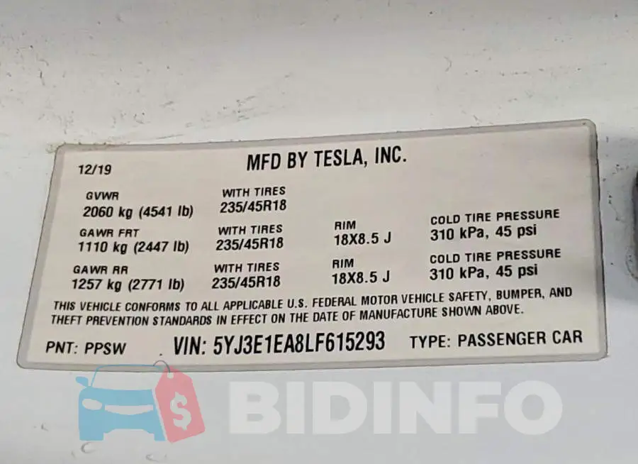 5YJ3E1EA8LF615293 Photo# 14