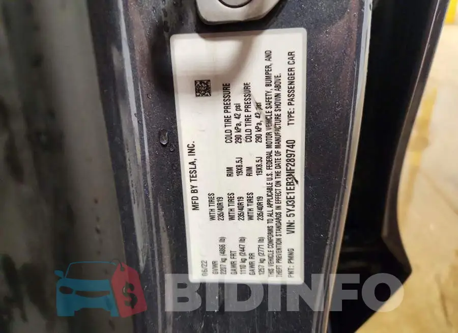 5YJ3E1EB3NF289740 Photo# 12