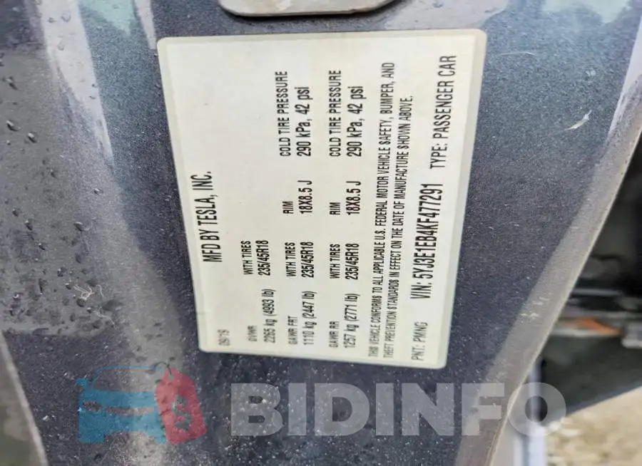5YJ3E1EB4KF477291 Photo# 13