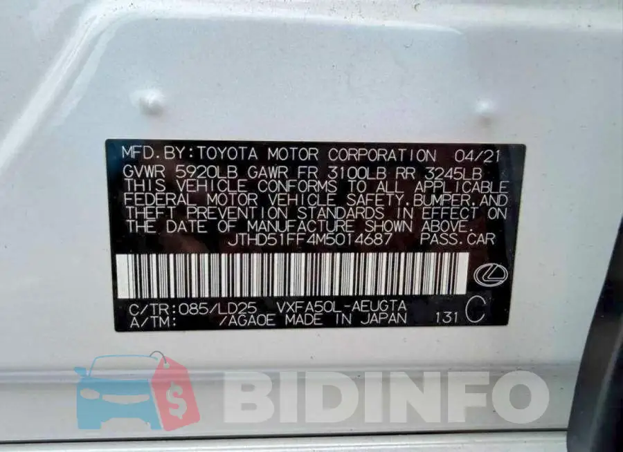 JTHD51FF4M5014687 Photo# 14