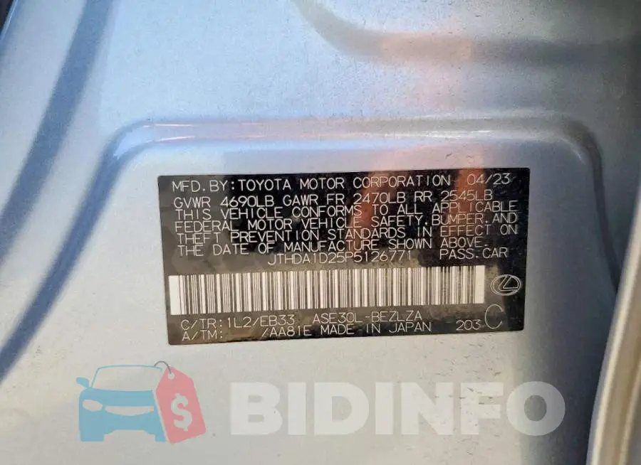 JTHDA1D25P5126771 Photo# 12