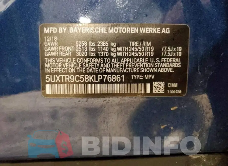5UXTR9C58KLP76861 Photo# 13