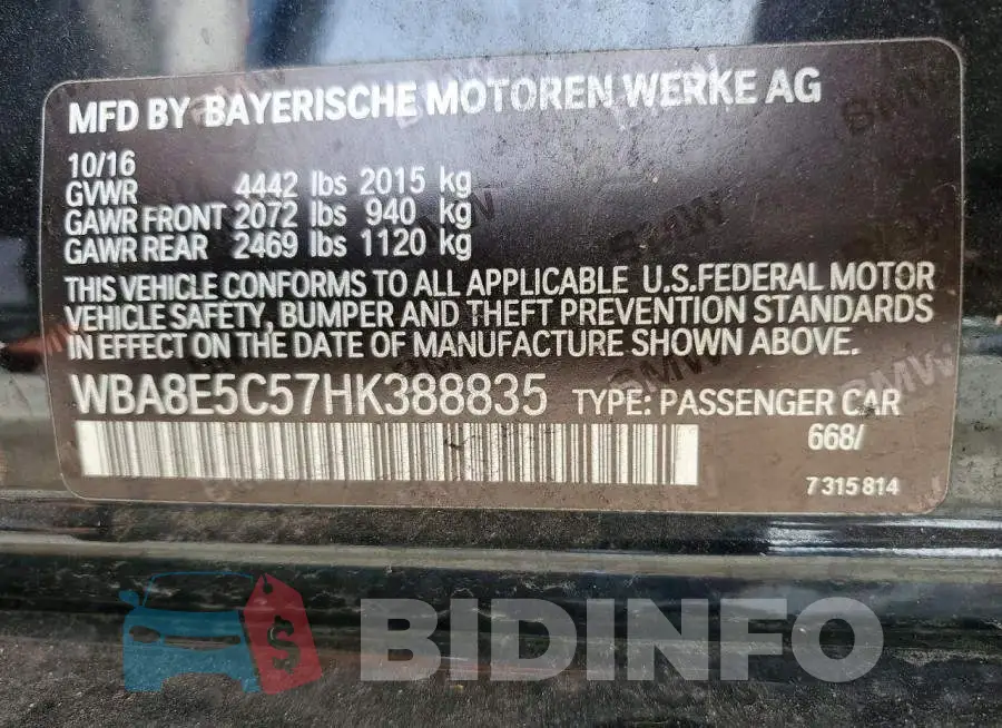 WBA8E5C57HK388835 Photo# 12