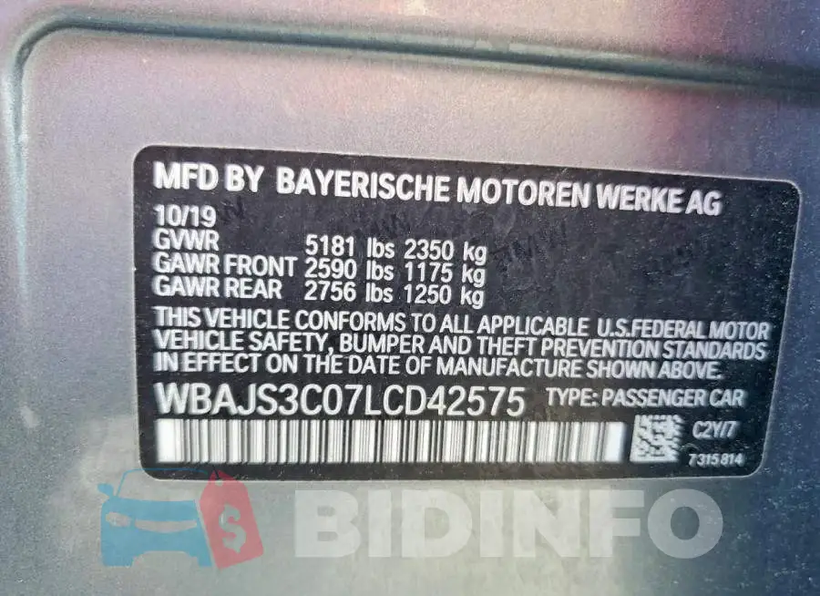 WBAJS3C07LCD42575 Photo# 12