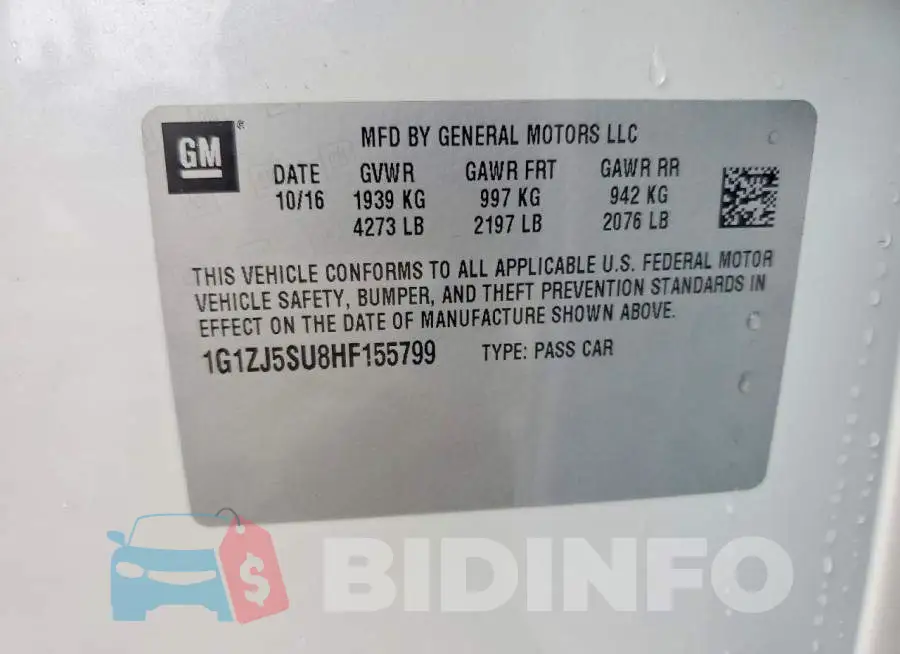 1G1ZJ5SU8HF155799 Photo# 12