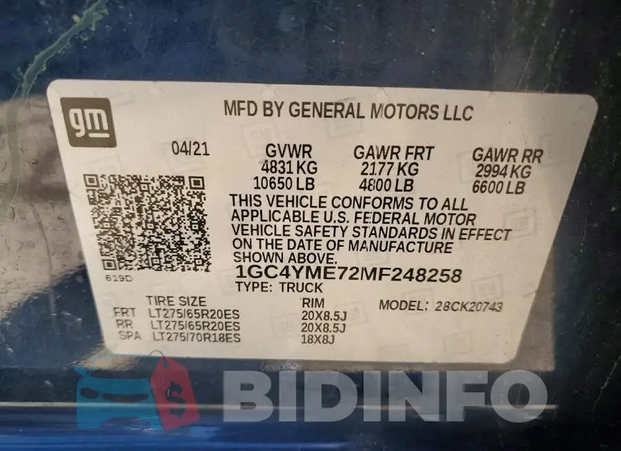 1GC4YME72MF248258 Photo# 12