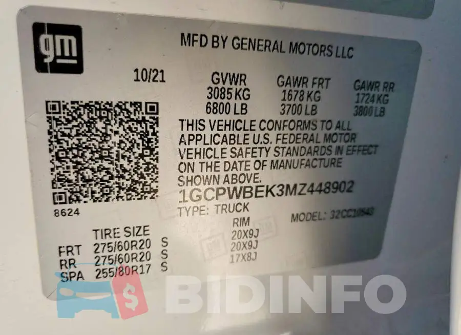 1GCPWBEK3MZ448902 Photo# 13