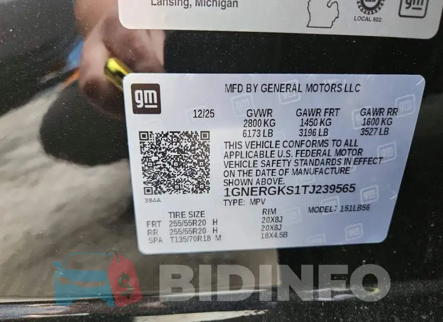 1GNERGKS1TJ239565 Photo# 13