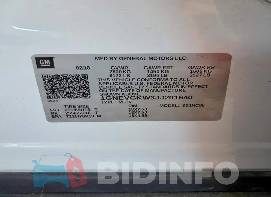 1GNEVGKW3JJ201640 Photo# 14