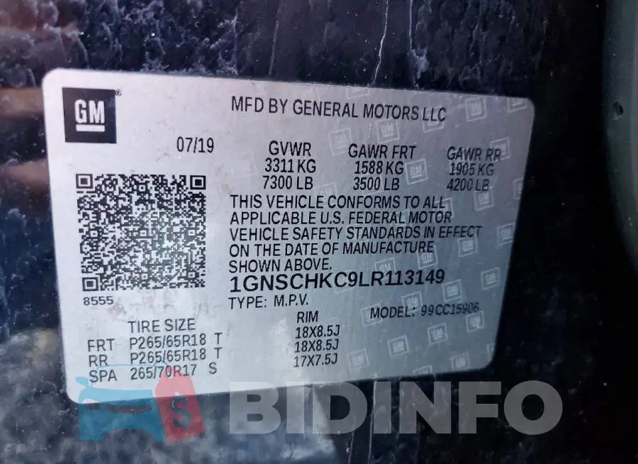 1GNSCHKC9LR113149 Photo# 13