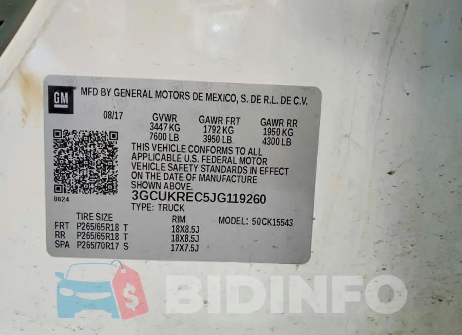 3GCUKREC5JG119260 Photo# 13