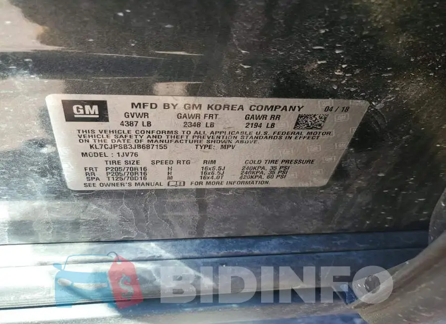 KL7CJPSB3JB687155 Photo# 13