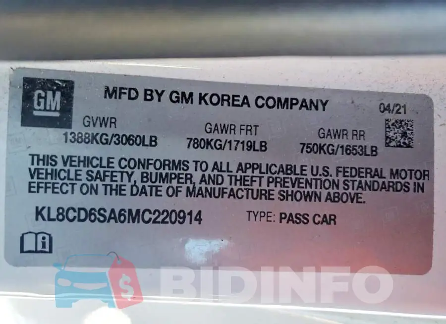 KL8CD6SA6MC220914 Photo# 12