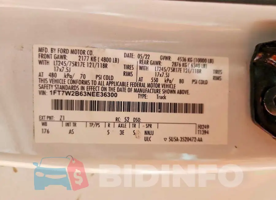1FT7W2B63NEE36300 Photo# 12