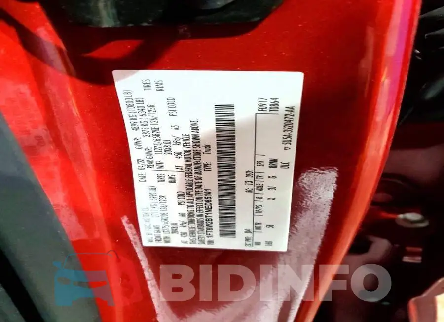 1FT8W2BT1NED85101 Photo# 12
