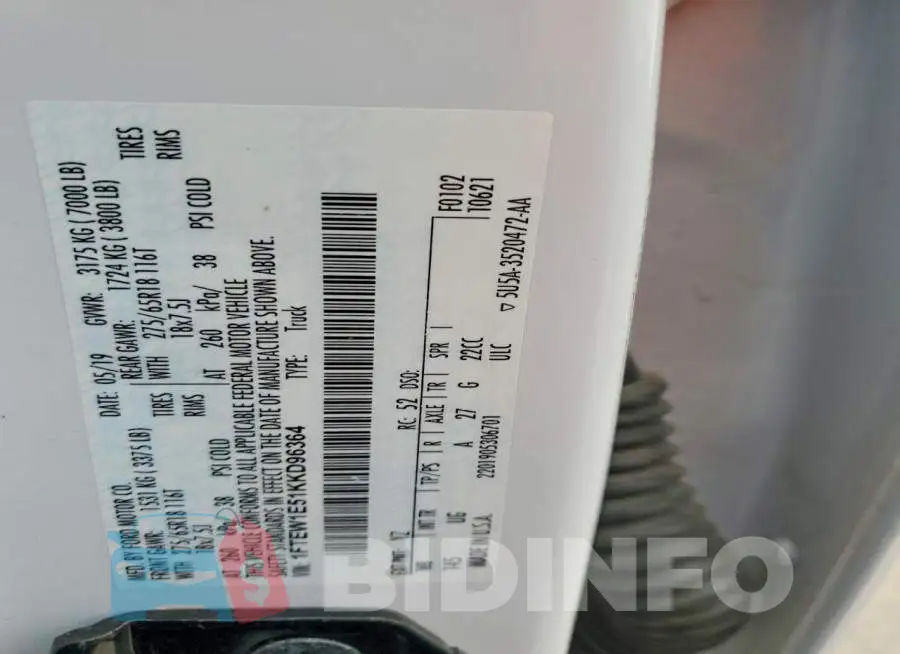 1FTEW1E51KKD96364 Photo# 12