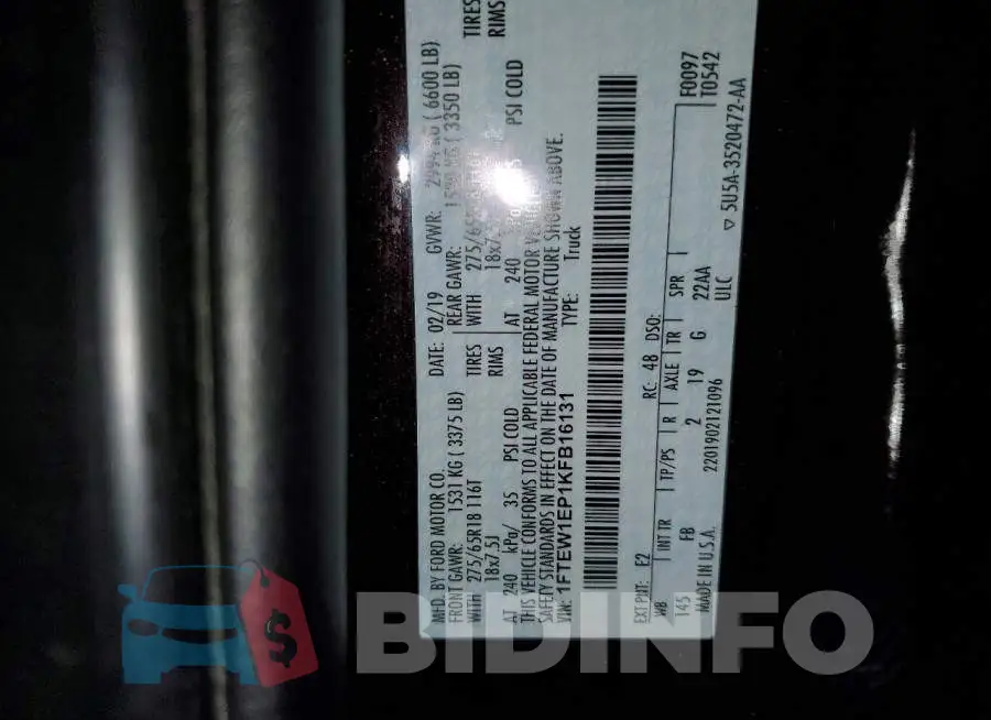 1FTEW1EP1KFB16131 Photo# 12