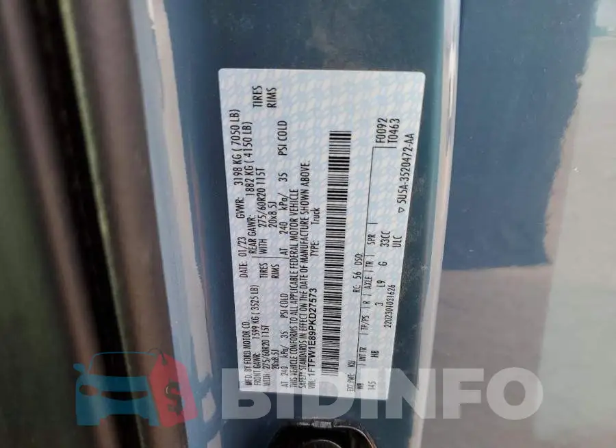 1FTFW1E89PKD27573 Photo# 12