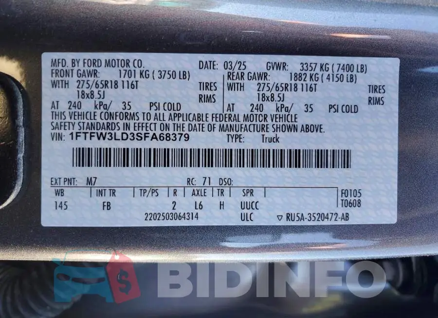 1FTFW3LD3SFA68379 Photo# 12