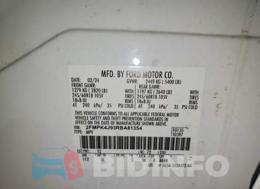 2FMPK4J93RBA81354 Photo# 13