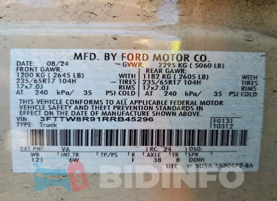 3FTTW8R91RRB45296 Photo# 12