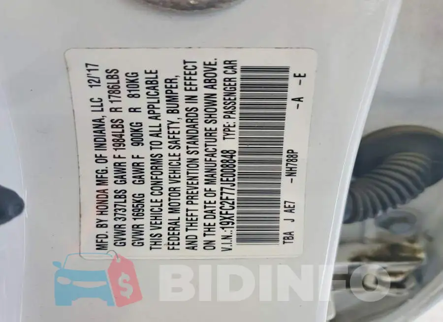 19XFC2F77JE008848 Photo# 12