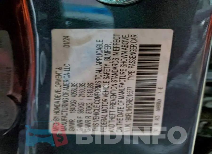 19XFL1H75RE016577 Photo# 12