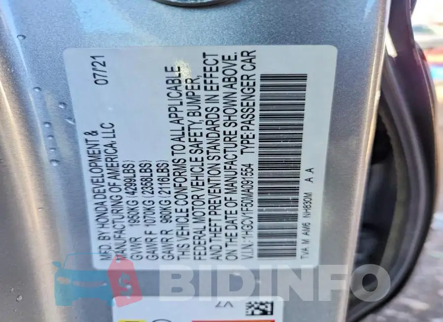 1HGCV1F50MA091554 Photo# 12