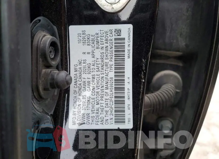 2HGFC2F63LH599258 Photo# 12