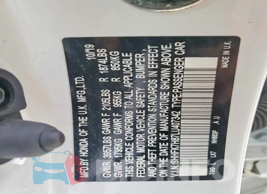 SHHFK7H87LU407342 Photo# 12