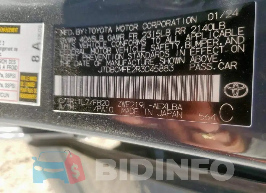 JTDBCMFE2R3045883 Photo# 12