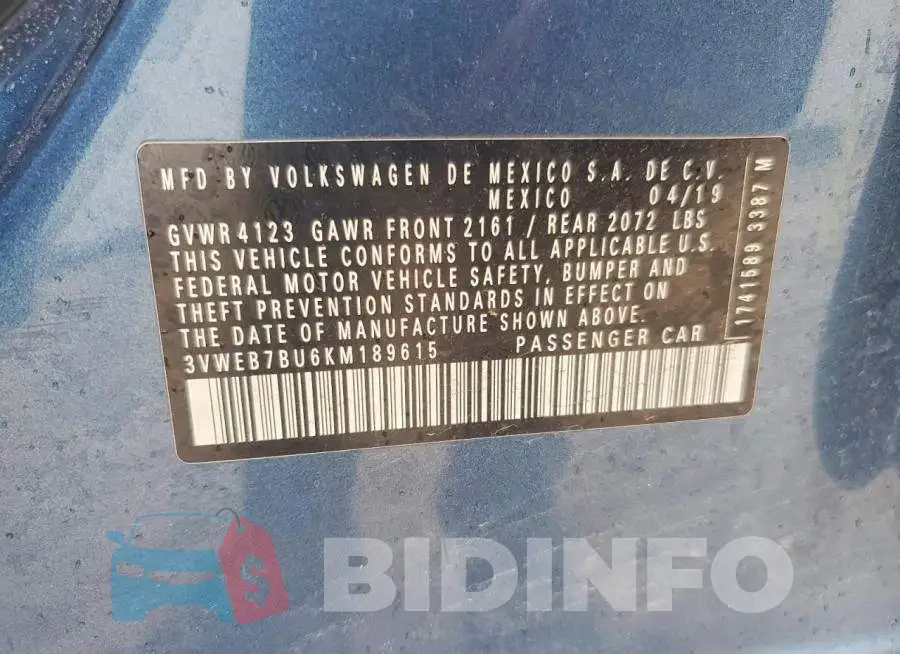 3VWEB7BU6KM189615 Photo# 13