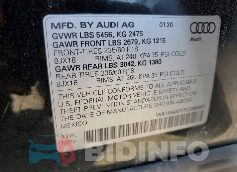 WA1ANAFY7L2058683 Photo# 13