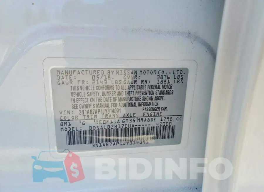 3N1AB7AP1JY314091 Photo# 12