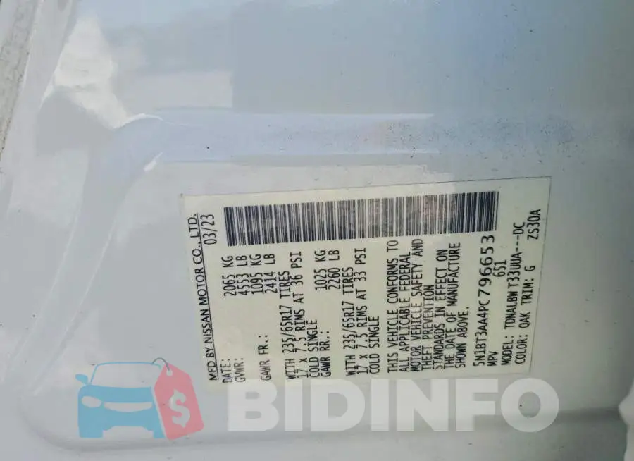 5N1BT3AA4PC796653 Photo# 13