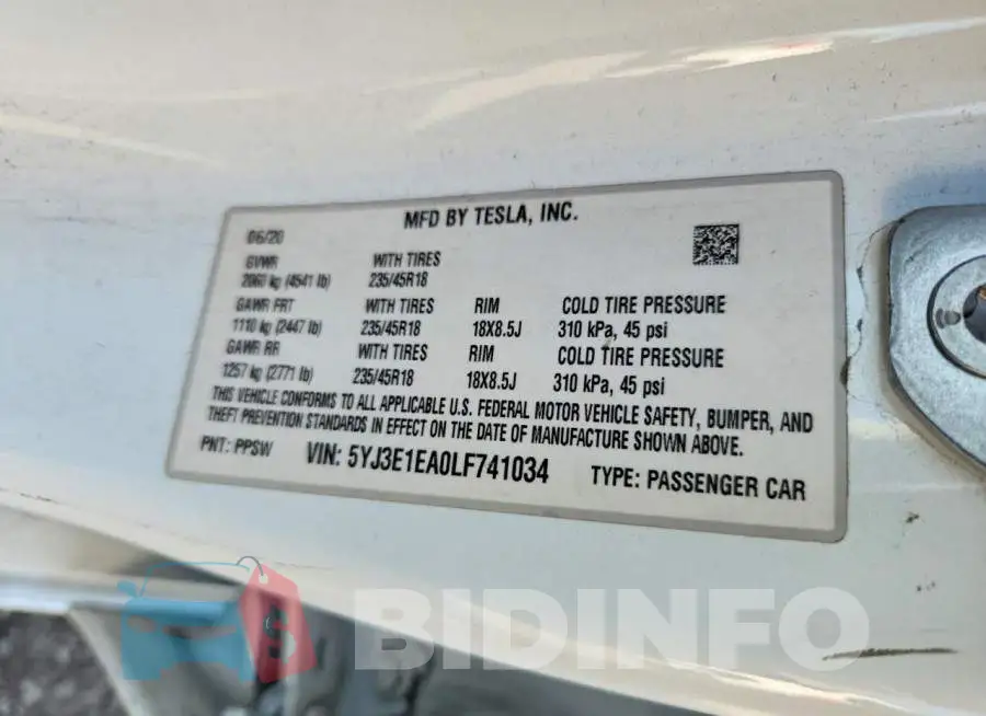 5YJ3E1EA0LF741034 Photo# 12