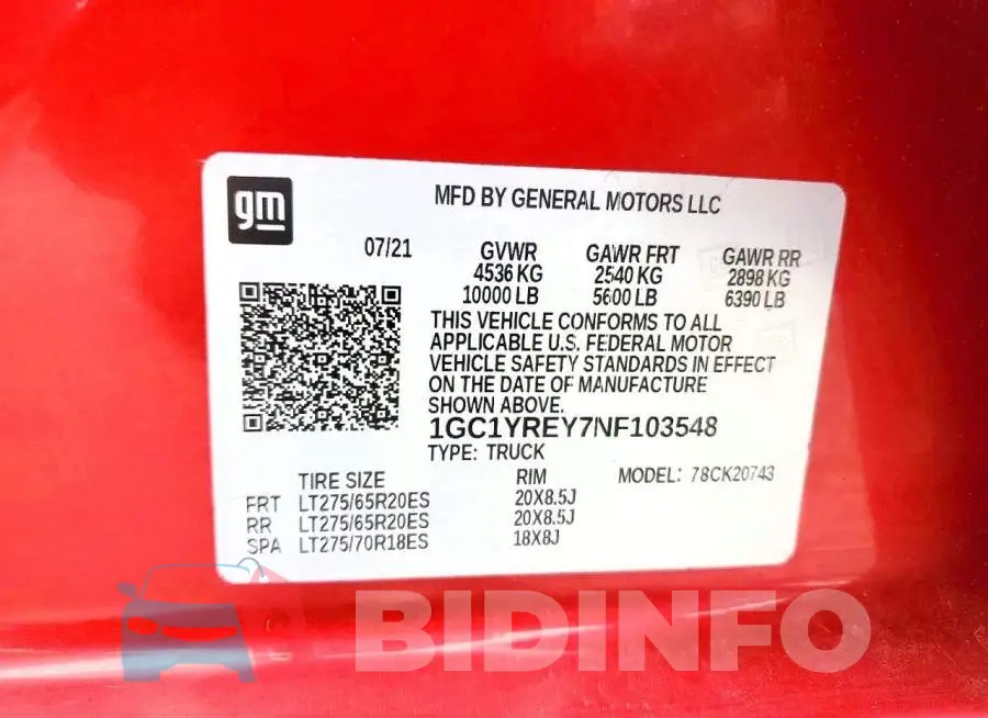 1GC1YREY7NF103548 Photo# 12