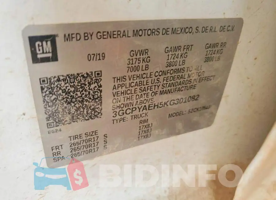 3GCPYAEH5KG301082 Photo# 12