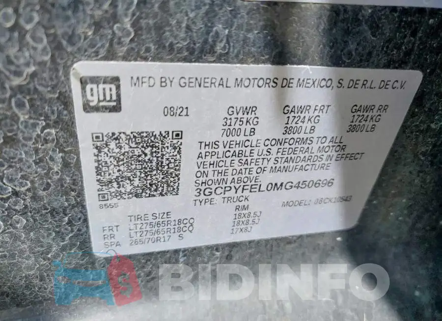3GCPYFEL0MG450696 Photo# 12
