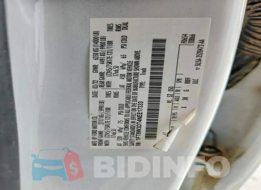 1FT8W3DT4NEE17333 Photo# 12