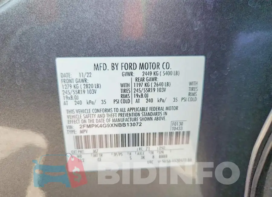 2FMPK4G9XNBB13072 Photo# 12