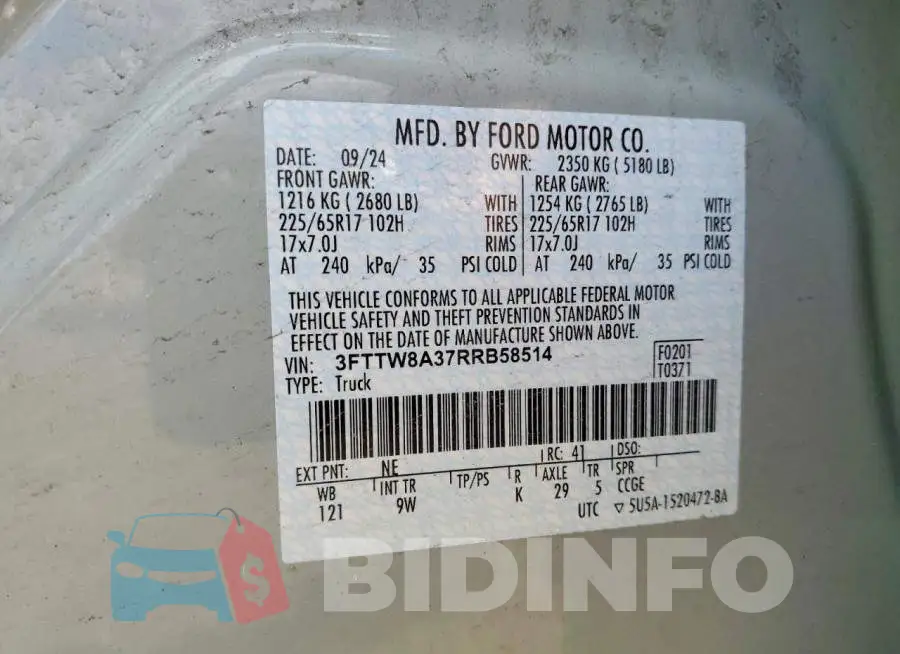 3FTTW8A37RRB58514 Photo# 12