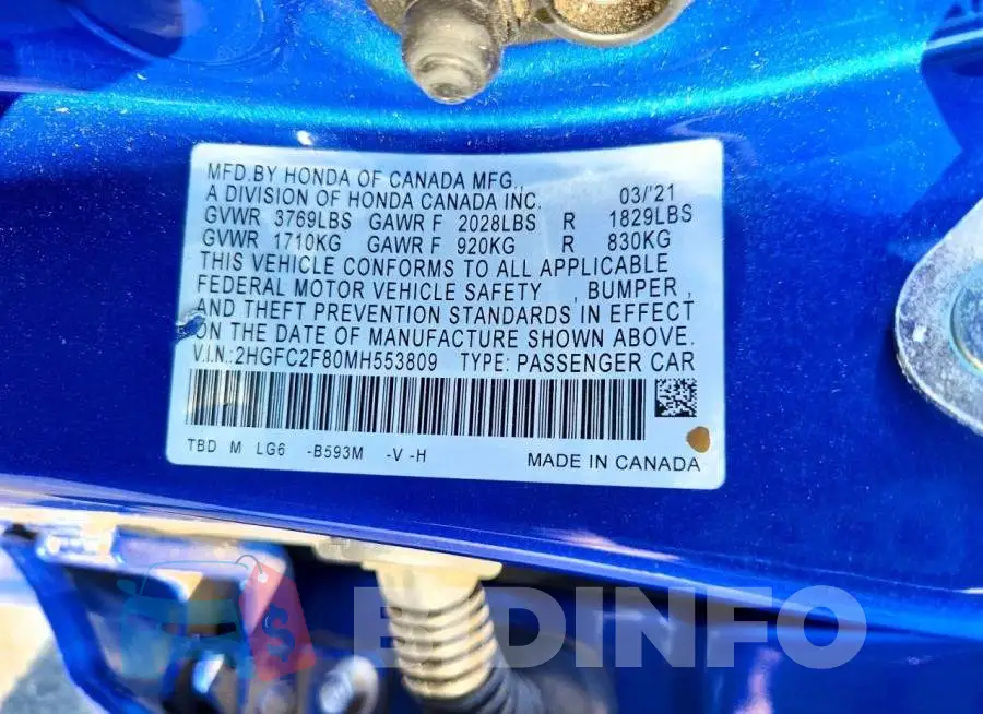 2HGFC2F80MH553809 Photo# 13