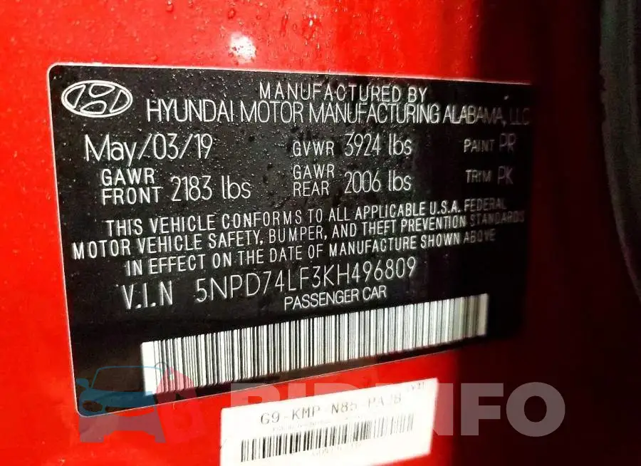 5NPD74LF3KH496809 Photo# 13