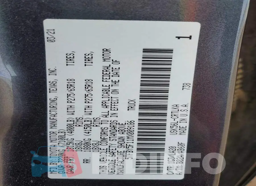 5TFBY5F11MX009186 Photo# 13