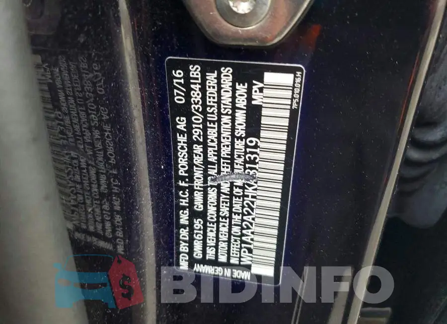 WP1AA2A22HKA81319 Photo# 13