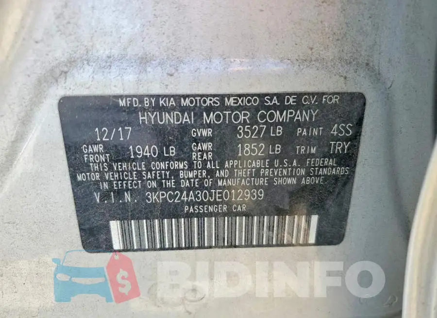 3KPC24A30JE012939 Photo# 13