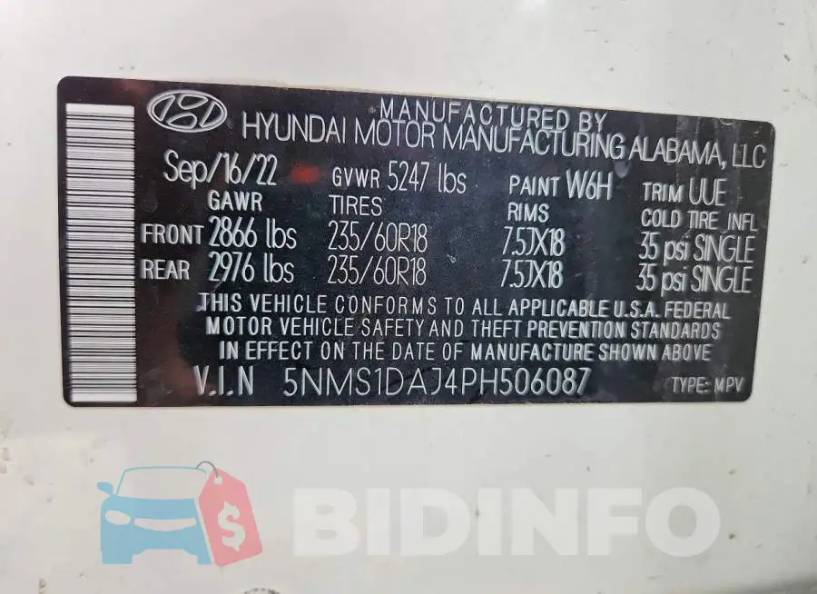 5NMS1DAJ4PH506087 Photo# 13