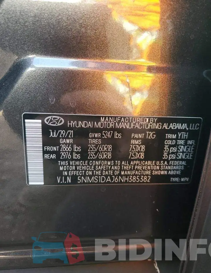 5NMS1DAJ6NH385382 Photo# 12